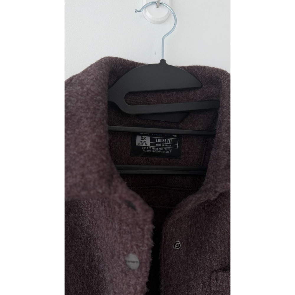 NWOT Carhartt Womens Wool Blend Fleece XS Overshirt Jacket Burgundy - Picture 3 of 6